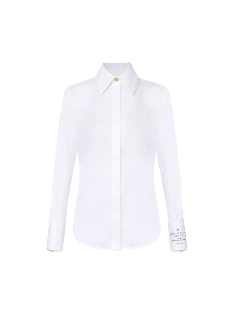 Cotton poplin shirt with logo