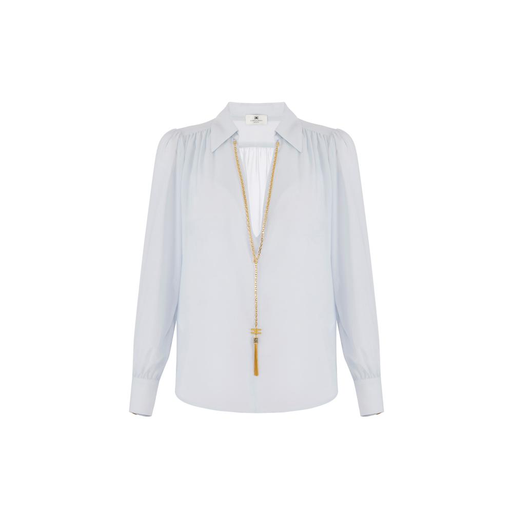 Blouse in georgette fabric with necklace