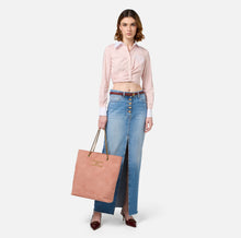 Load image into Gallery viewer, Striped cropped poplin shirt with draping
