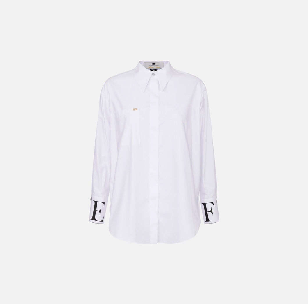 Poplin shirt with logo on cuffs