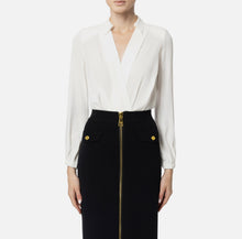 Load image into Gallery viewer, Bodysuit-style blouse in georgette fabric with crossover neckline
