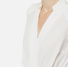 Load image into Gallery viewer, Bodysuit-style blouse in georgette fabric with crossover neckline
