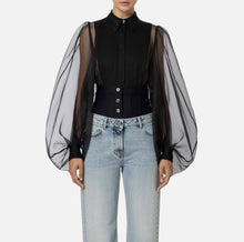 Load image into Gallery viewer, Bodysuit-style blouse in organza fabric with bib
