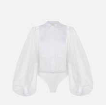 Load image into Gallery viewer, Bodysuit-style blouse in organza fabric with bib
