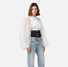 Load image into Gallery viewer, Bodysuit-style blouse in organza fabric with bib
