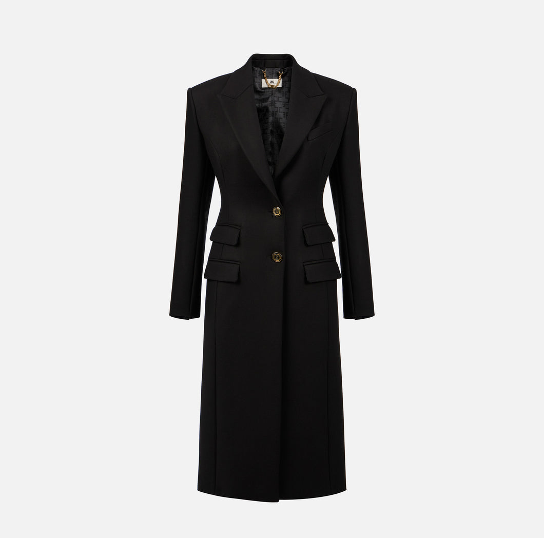 Tuxedo-style coat in crêpe fabric