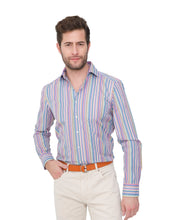 Load image into Gallery viewer, RAINBOW STRIPE ONE PIECE SPREAD COLLAR SHIRT
