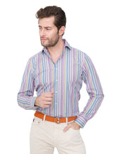 Load image into Gallery viewer, RAINBOW STRIPE ONE PIECE SPREAD COLLAR SHIRT
