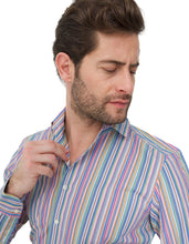 Load image into Gallery viewer, RAINBOW STRIPE ONE PIECE SPREAD COLLAR SHIRT
