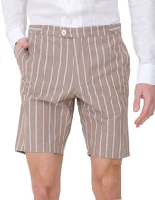 Load image into Gallery viewer, Slimt fit cotton linen stripe cannet shorts
