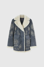 Load image into Gallery viewer, Embroidery  Double Breast Shearling Coat
