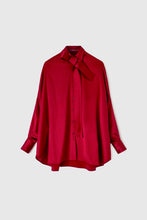 Load image into Gallery viewer, Oversized Silk Shirt with Bow

