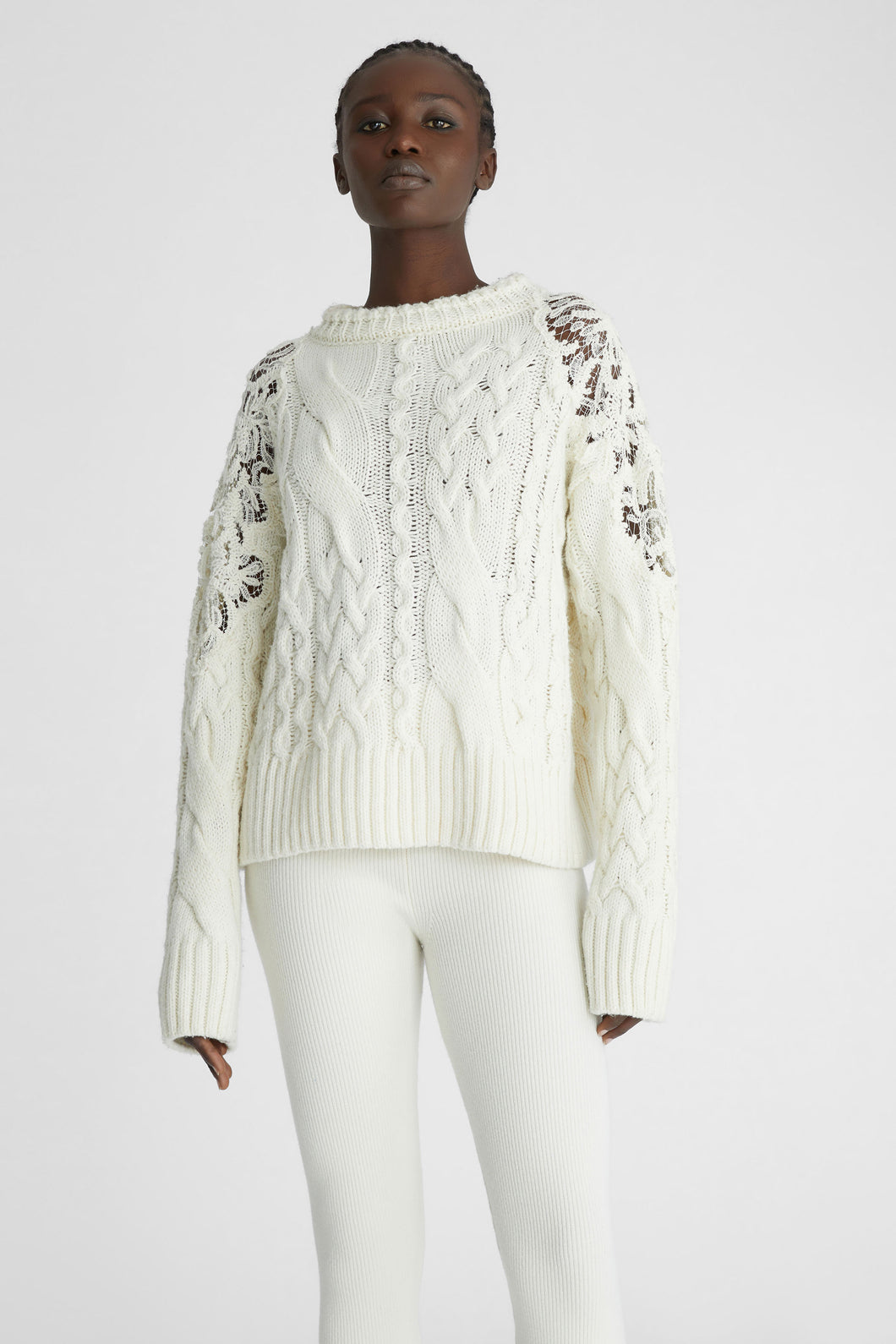Sweater with Lace Sleeves