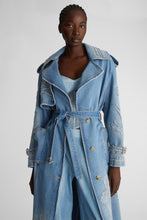 Load image into Gallery viewer, Denim trench coat with embroidery

