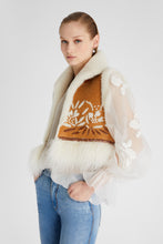 Load image into Gallery viewer, Shearling short waistcoat with handmade embroidery and fur on the bottom
