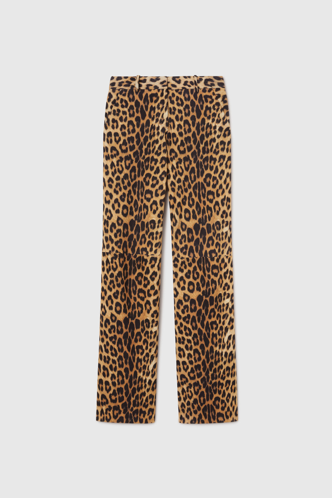 Spotted print leather bootcut trousers