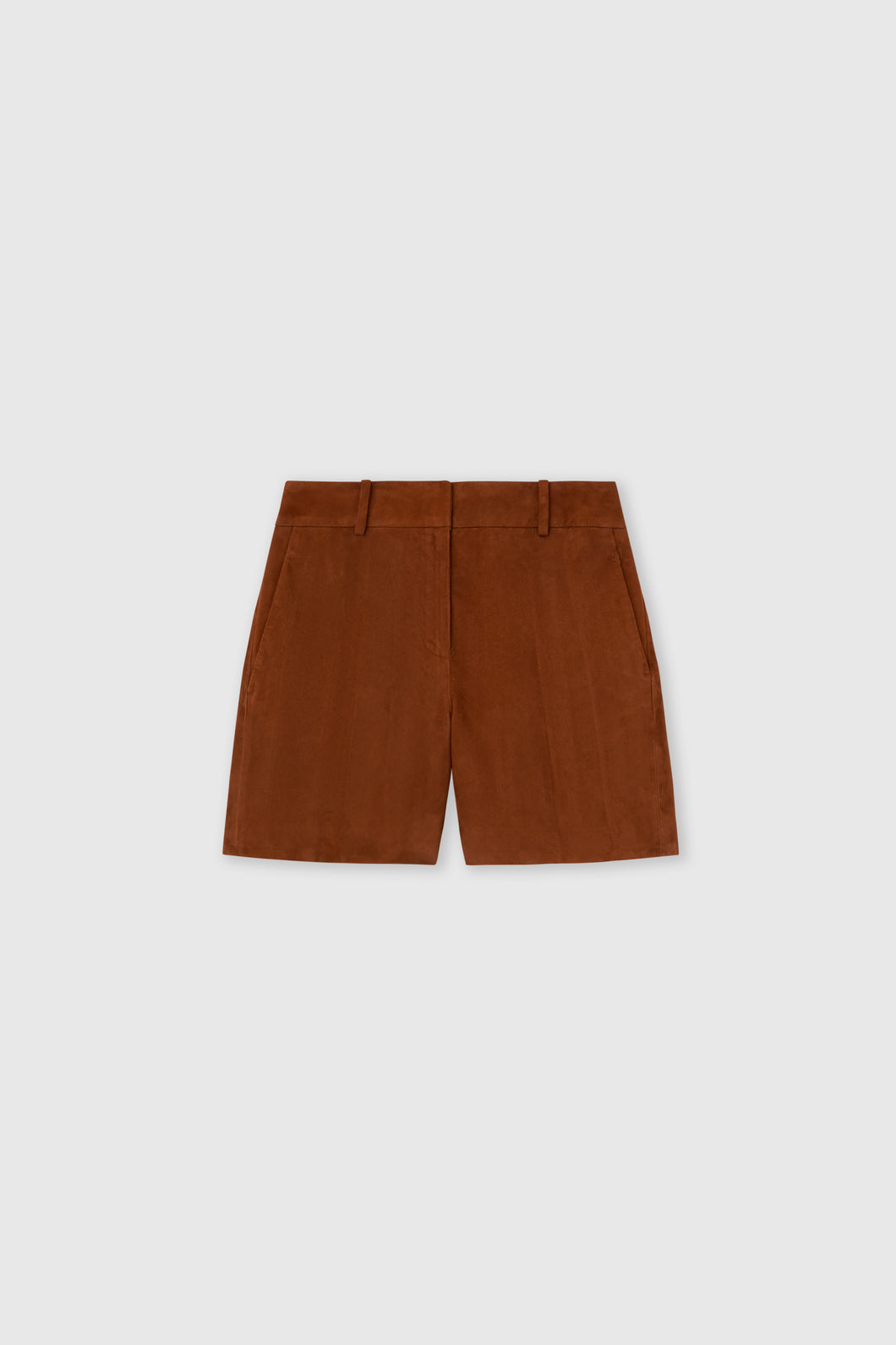 Suede bermuda shorts with handmade shading effect