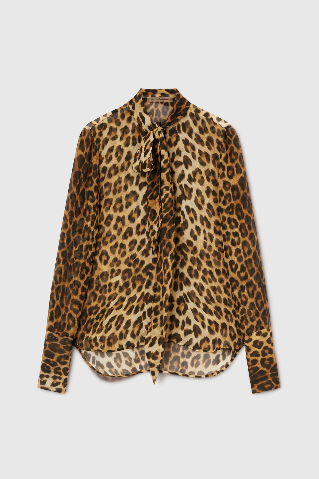 Silk chiffon shirt with animal print