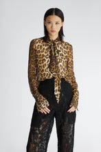 Load image into Gallery viewer, Silk chiffon shirt with animal print
