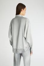 Load image into Gallery viewer, Satin regular shirt with lace
