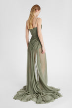 Load image into Gallery viewer, Long silk dress with slit
