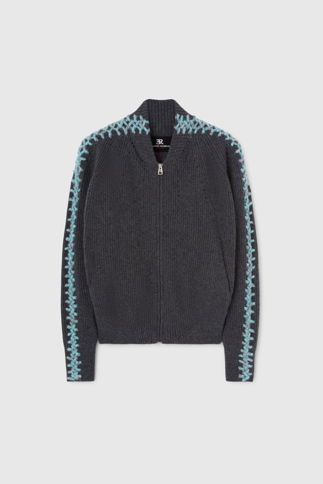 Pure cashmere bomber jacket with handmade Scervino stitch