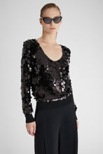 Load image into Gallery viewer, Pure merino wool sweater with V-neck and all over sequins
