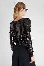 Load image into Gallery viewer, Pure merino wool sweater with V-neck and all over sequins
