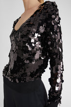 Load image into Gallery viewer, Pure merino wool sweater with V-neck and all over sequins
