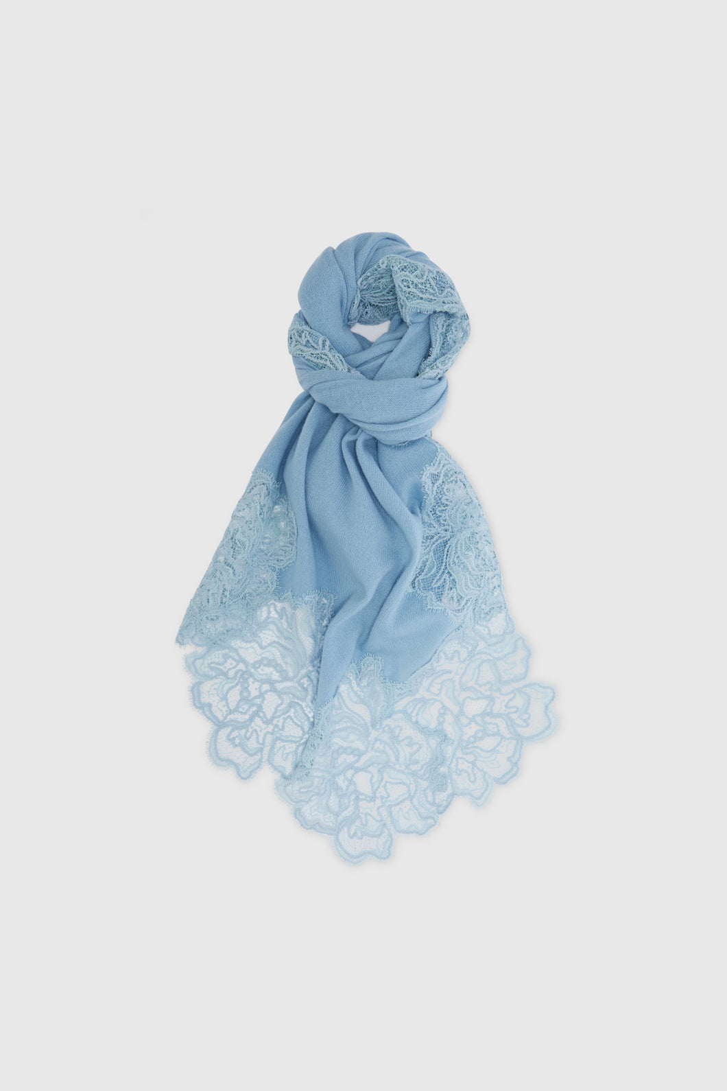 Pure cashmere stole with lace