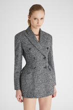 Load image into Gallery viewer, Double-breasted wool herringbone effect sculpture jacket
