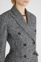 Load image into Gallery viewer, Double-breasted wool herringbone effect sculpture jacket
