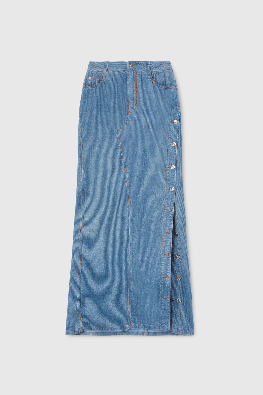 Long corduroy skirt with buttons