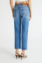 Load image into Gallery viewer, Straight denim trousers with handmade embroidery
