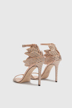 Load image into Gallery viewer, Satin sandal with crystals and handmade flower
