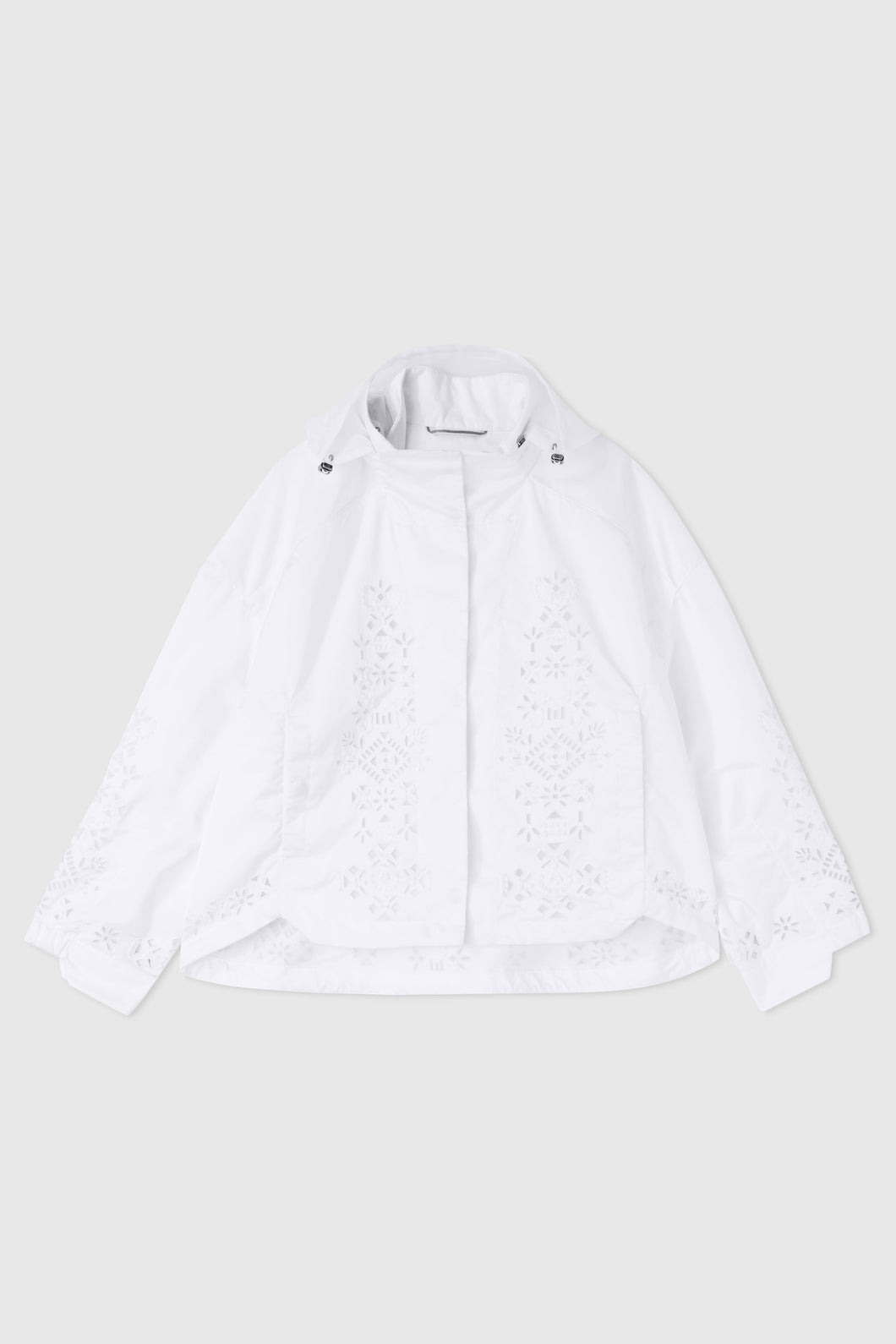 Technical duchesse single-breasted windbreaker jacket