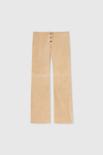 Load image into Gallery viewer, Straight trousers in clouded suede with buttons.
