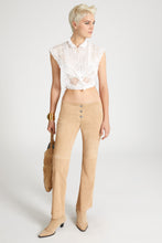 Load image into Gallery viewer, Straight trousers in clouded suede with buttons.
