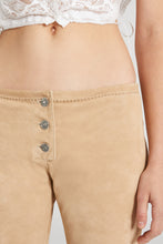 Load image into Gallery viewer, Straight trousers in clouded suede with buttons.
