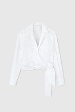 Load image into Gallery viewer, Crossed poplin shirt with bow and lace details
