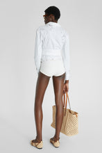 Load image into Gallery viewer, Crossed poplin shirt with bow and lace details
