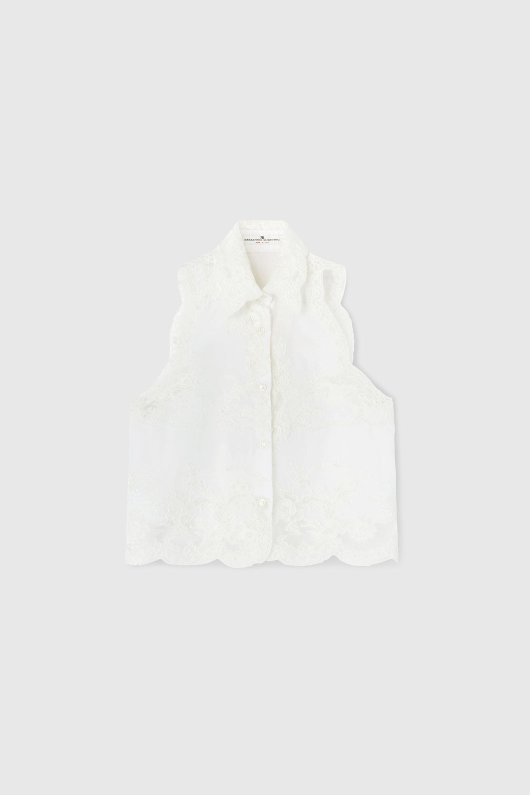 Oversize shirt in cotton muslin with lace detail on hem
