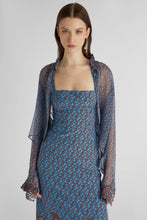 Load image into Gallery viewer, Pure silk chiffon shirt with lace details and micro flower print
