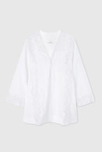Load image into Gallery viewer, Short cotton kaftan with handmade rebrodé lace appliqués
