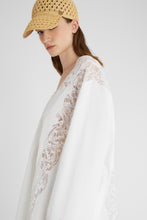Load image into Gallery viewer, Short cotton kaftan with handmade rebrodé lace appliqués
