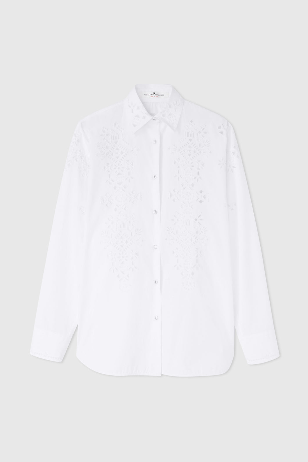 Oversize cotton poplin shirt with geometric cut-out