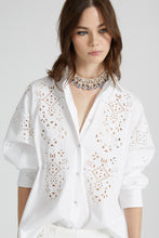 Load image into Gallery viewer, Oversize cotton poplin shirt with geometric cut-out
