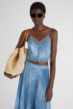 Load image into Gallery viewer, Short top with fine straps and valencienne lace
