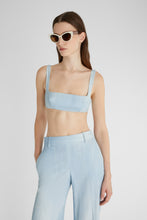 Load image into Gallery viewer, Light denim print deconstructed bra

