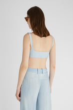 Load image into Gallery viewer, Light denim print deconstructed bra

